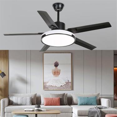 Imagem de Ventilador de teto moderno nórdico com controle remoto, luminária elétrica de luxo para sala de estar, restaurante, quarto, escritório, hotel e villa, com LED (Estilo 34, 1 unidade)