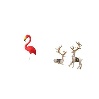Imagem de Fenteer Escultura de Flamingo E Rena para Jardim, Decoração de Primavera E Feriados, Acessórios para Jardim de Fadas, Estátua de Veado