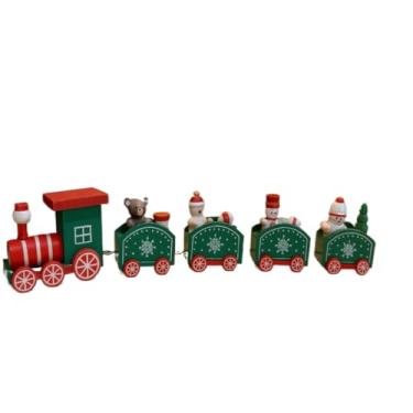 Imagem de Trenzinho Locomotiva Enfeite de Natal Madeira Decorativo Papai Noel Natal(Verde)