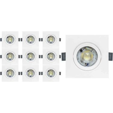 Imagem de KIT 10 SPOT LED QUADRADO DIRECIONAVEL EMBUTIR 7W BRANCO FRIO 6500k BIV
