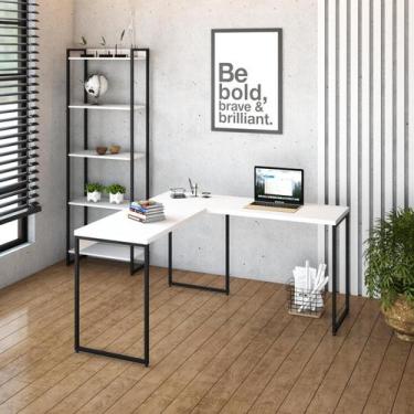 Imagem de Mesa em L Dynamica Office 135X140X75cm - Compace Decor, Branco Chess /