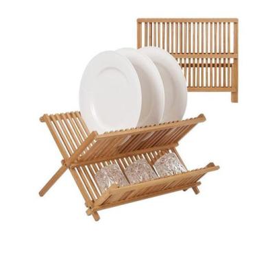 Imagem de Escorredor de Loucas em Bambu 14 Pratos 40x33x22cm - Dolce Home