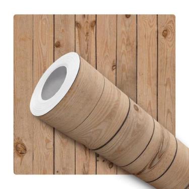 Imagem de Papel de Parede Adesivo Painel Ripa de Madeira Vertical Avelã Moderno 