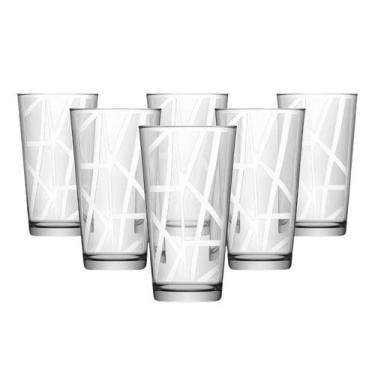 Imagem de Jogo de Copos de Vidro 310ml com Detalhes Texturizados  6 Peças - WELL