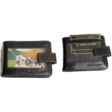 Imagem de Carteira Águia Couro Fecho Botão Em Couro Com Visor Externo Couro Legí