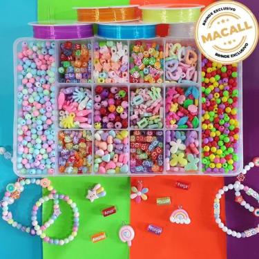 Imagem de Kit Miçangas Bolinhas Letras Passantes Entremeio Colorido Infantil Bij