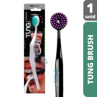 Imagem de TUNG BRUSH  Escova p/ Limpeza Lingual  1 unidade - Curaprox, Azul aço