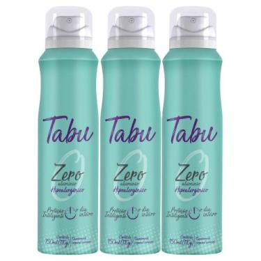 Imagem de Kit Desodorante Aerosol Tabu Zero Alumínio 150Ml com 3 Unidades