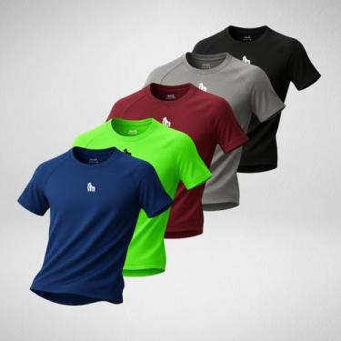 Imagem de Kit 5 camisetas dry fit masculinas academia corrida alta performance t