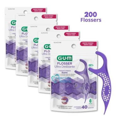 Imagem de Flosser Ultra Deslizante Roxo GUMFita Dental Adulto com Cabo  200 unid
