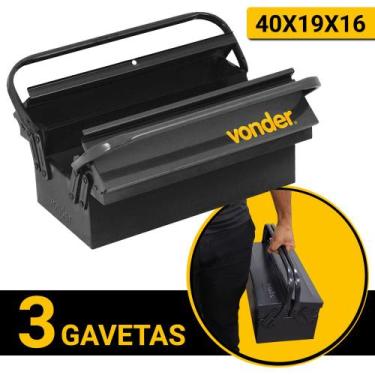 Imagem de Caixa de Ferramentas Metálica Sanfonada Com 3 Gavetas 40x19x16c Baú Pr