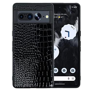 Imagem de Capa feminina para Google Pixel 7 de 16 cm, capa de couro sintético envernizado de crocodilo DMaos, moda clássica jacaré - preta