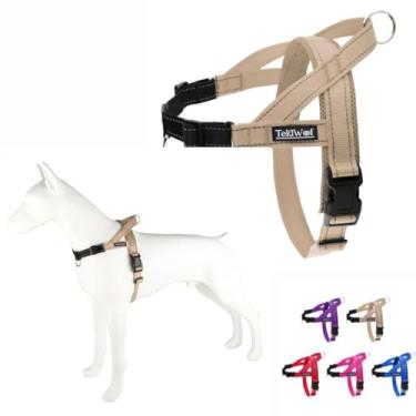 Imagem de Peitoral antipuxão para cães com alça, clipe traseiro e frontal, ajustável, fácil de colocar/tirar, refletivo, leve e acolchoado de malha, sem estrangulamento. Para cães pequenos, médios e grandes