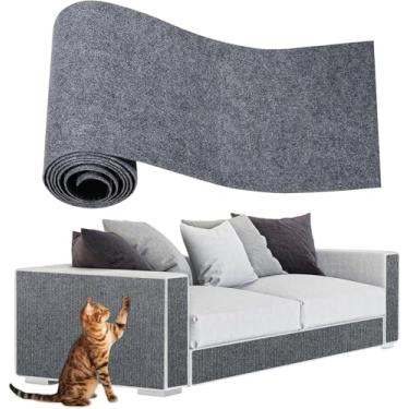 Imagem de Tapete Arranhador Autoadesivo Premium para Gatos 60x100cm Carpete Resistente Cortável Protetor de Sofá Parede Cama Evita Arranhões Fácil de Aplicar (Cinza)