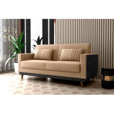 Imagem de Sofa Cama Esther 3 Lugares com Almofadas Linho (Areia/Cinza)