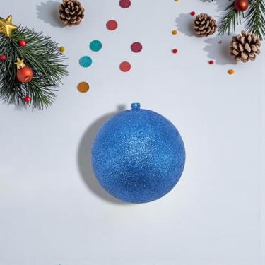 Imagem de Generic 1 peça de enfeites de bolas de Natal bola de Natal sem laço de plástico glitter azul 8 cm