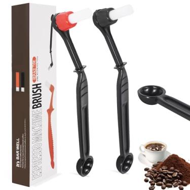Imagem de Escova de limpeza para máquina de café expresso, 2 peças, escova de café expresso com cabeça de colher para moedor de café e limpeza de café expresso
