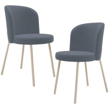 Imagem de Kit 02 Cadeiras para Sala de Jantar Cozinha Estofada Gavi Arena L02 Suede Cinza - Lyam Decor