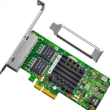 Imagem de Placa de rede RJ45 1GbE compatível com placa Ethernet PCIe I350-T4, 4 portas 10/100/1000BASE-T RJ45, PCIe 2.0 x4, SR-IOV Jumbo Frames PXE iSCSI VLAN Teaming PCI adaptador de rede PCI