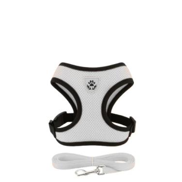 Imagem de Coleira de Malha Flexível com Colete Peitoral Ajustável para Cão Cachorro Gato Animais (1 unidade - Aleatória,M)