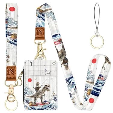 Imagem de Porta-crachá de identificação e carteira engraçada 2 em 1 para professores, enfermeiras, profissionais - linda bolsa de moedas com zíper, alça de pulso removível e cordão de pescoço, 5 compartimentos