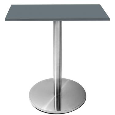 Imagem de Mesa Beta Inox 75 Cm altura Disco Redondo Tampo Mdp Quadrado 70 Cm Largura X 2,50 Cm Altura Grafito
