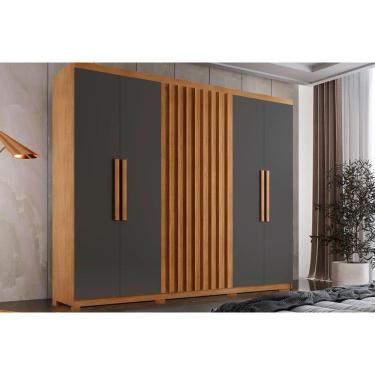 Imagem de Guarda Roupa Solteiro 6 Portas E 2 Gavetas C- Pés Cairo Naturale-grafite Rufato