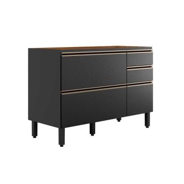 Imagem de Balcão De Cozinha P- Pia Proença C- 1 Porta E 4 Gavetas S- Tampo 120cm Nogueira-carbono Prime Tx - Demóbile