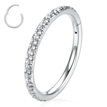 Imagem de GAGABODY Brincos de concha, anel de septo, 10 mm, piercing de concha, brincos de argola de calibre 16, joias de concha, anéis de nariz articulados, argola de nariz, aço cirúrgico, joia de septo