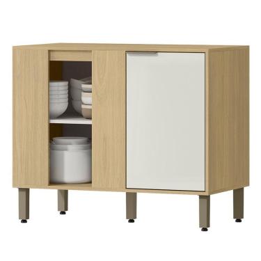 Imagem de Balcao Canto Reto 98 Cm Mdp Glor Bgl03 Castanho Off White Mxm