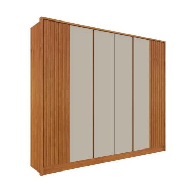 Imagem de Roupeiro 6 Portas Barcelona Ripado Tcil Cinamomo/off White