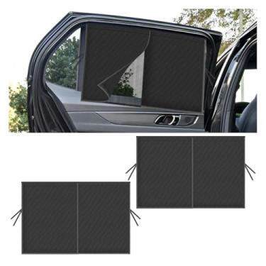 Imagem de 2 peças para-sol para para-brisa de janela de carro, cortina de privacidade automática magnética de camada dupla para proteção do bebê, acessórios de acampamento de carro para bloquear raios UV e