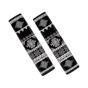 Imagem de Hudotybom Capas de alça de ombro para cinto de segurança asteca preta pacote com 2 almofadas de cinto de segurança asteca universal para carro interior automotivo alça de ombro antiderrapante protege