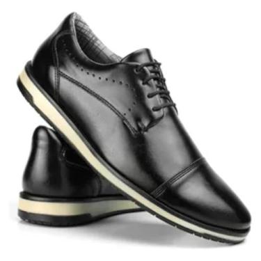 Imagem de Sapato Oxford Masculino Couro Marrom Sport Fino Ortopédico (Preto, BR, Adulto, Numérico, 39)