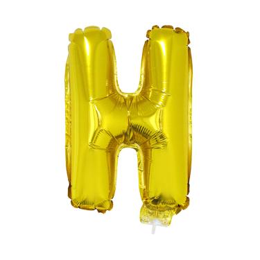 Imagem de Balão Metalizado 16" Funny Letra H Dourado com Suporte