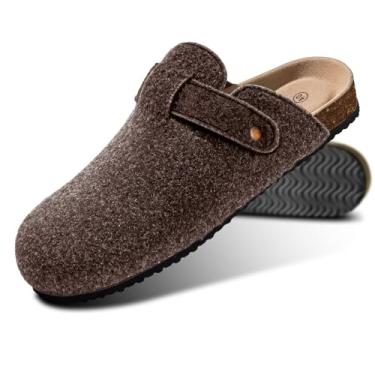 Imagem de KEMISANT Tamancos femininos confortáveis sandálias masculinas femininas camurça acolchoada palmilha de cortiça, Marrom escuro 4100, 11 Women/9 Men