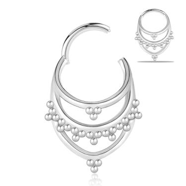 Imagem de Maxbott Anel de septo 16G 8 mm Anel de segmento articulado Argola Daith Rook Conch Helix Tragus Anéis de nariz Aço Cirúrgico Septo Clickers Ear Piercings Joias, 8mm, Aço inoxidável, aço inoxidável