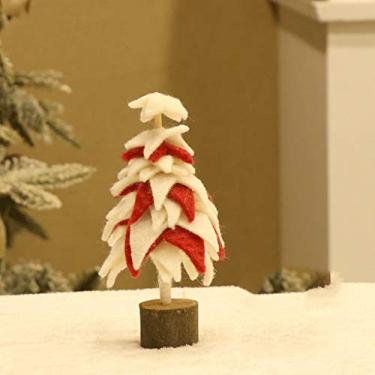 Imagem de HYMCX Árvore de Natal premium, árvore de Natal de feltro de lã, árvore de Natal, estatueta de árvore de Natal, enfeites de Natal de mesa pequenos pingentes, várias árvores de Natal falsas (cor: árvore