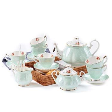 Imagem de Conjunto de 6 xícaras de café britânicas de porcelana B1China, chávenas de chá e pires reais com acabamento dourado e caixa de aniversário de aniversário