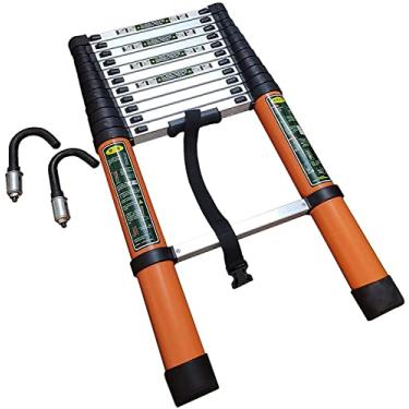 Imagem de OKUOKA Escada telescópica de 8 m/7 m/6 m/5 m/4 m/3 m/2 m com gancho destacável, escadas de extensão telescópica de alumínio para sótão de teto de trailer doméstico, cargas 150 kg (tamanho: 6,4 m/21