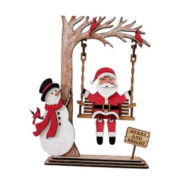 Imagem de Fancyes Decoração de mesa de Natal: Papai Noel no balanço, desenho animado divertido, enfeite de Natal para crianças, adereço para fotos, lembrancinhas de