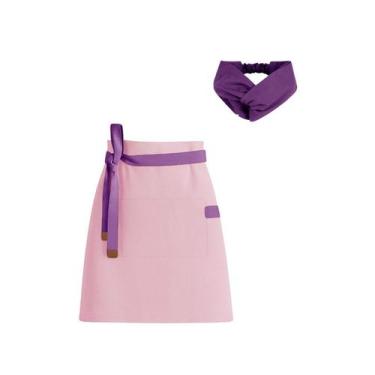 Imagem de Avental Cintura Rosa e Faixa de Cabelo Roxo Confeitaria Açai - CASACHA