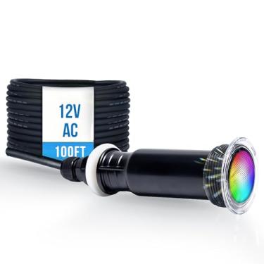 Imagem de Generalman Luzes de piscina para piscina enterrada, substituição direta para Pentair GloBrite, luz de piscina e spa LED de 1,5 polegadas, IP68 impermeável, AC12V, cabo de 30,5 m