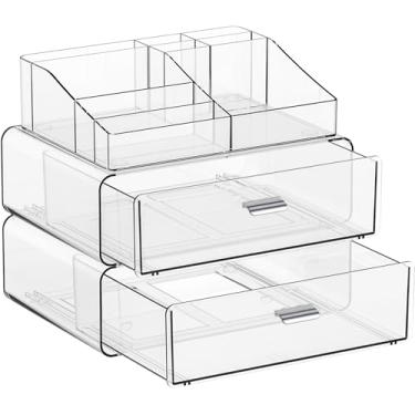 Imagem de Yieach Organizador de maquiagem de bancada com 2 gavetas