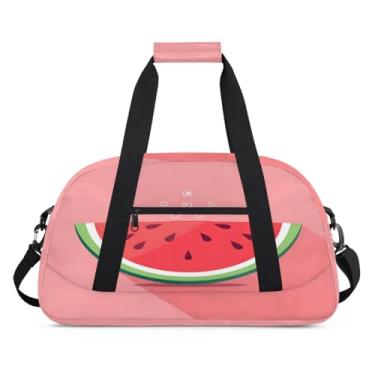 Imagem de Bolsa esportiva com melancia, fruta, tamanho grande, impermeável, durável, dobrável, bolsa de festa do pijama, bolsa de treino para dança, balé, academia, ginástica, bolsa de viagem, presente