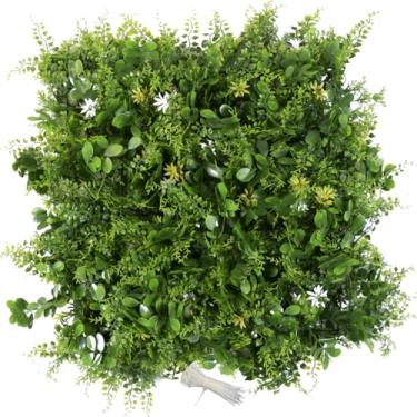 Imagem de Cigarlemon Painéis de parede verdes artificiais 50 x 50 cm, sebe de planta falsa realista para decoração interna e externa, vegetação à prova de intempéries, fácil instalação com zíper – Enchanted