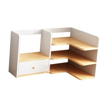 Imagem de YWJLQH Estante de canto para mesa, organizador de mesa, moderno, suporte para livros, estante de canto para sala de aula