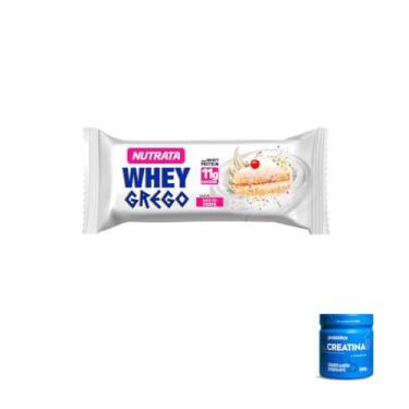 Imagem de Kit Whey Grego Bar Bolo de Festa + Creatina Pura Monohidratada 300g Probiótica