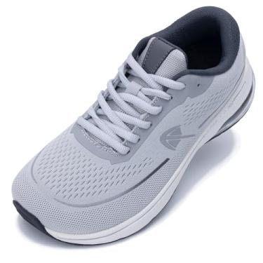 Imagem de Autper Tênis de caminhada feminino com bico largo para fascite plantar suporte de arco tênis ortopédico confortável para joanete pés alívio da dor EUA 6-11, Cinza, 9.5 Wide
