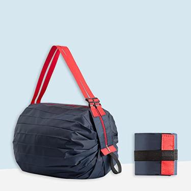 Imagem de Sacolas de compras reutilizáveis dobráveis náilon laváveis Bolsas à mão Capacidade grande supermercado portáteis para viagem Leve